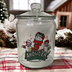 Vtg 1998 Snowden & Friends Raggedy Ann & Andy Clear Glass Cookie Jar 9in x 5.5in